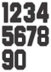 Nažehlovací čísla na dresy sada - černá výška 15 cm